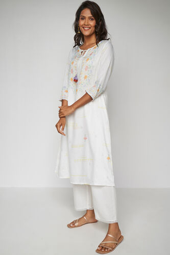 White Abstract Kurta, White, image 2